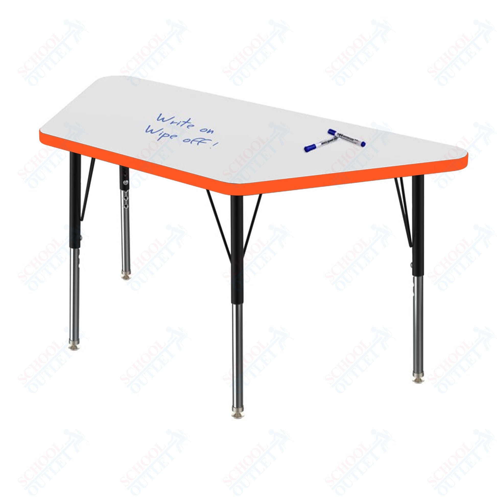Marco MG2200 Series Trapezoid Preschool Table w/ Dry Erase Top 24" x 48" Adj Height 16" - 24" (MG2276 - DA) - SchoolOutlet