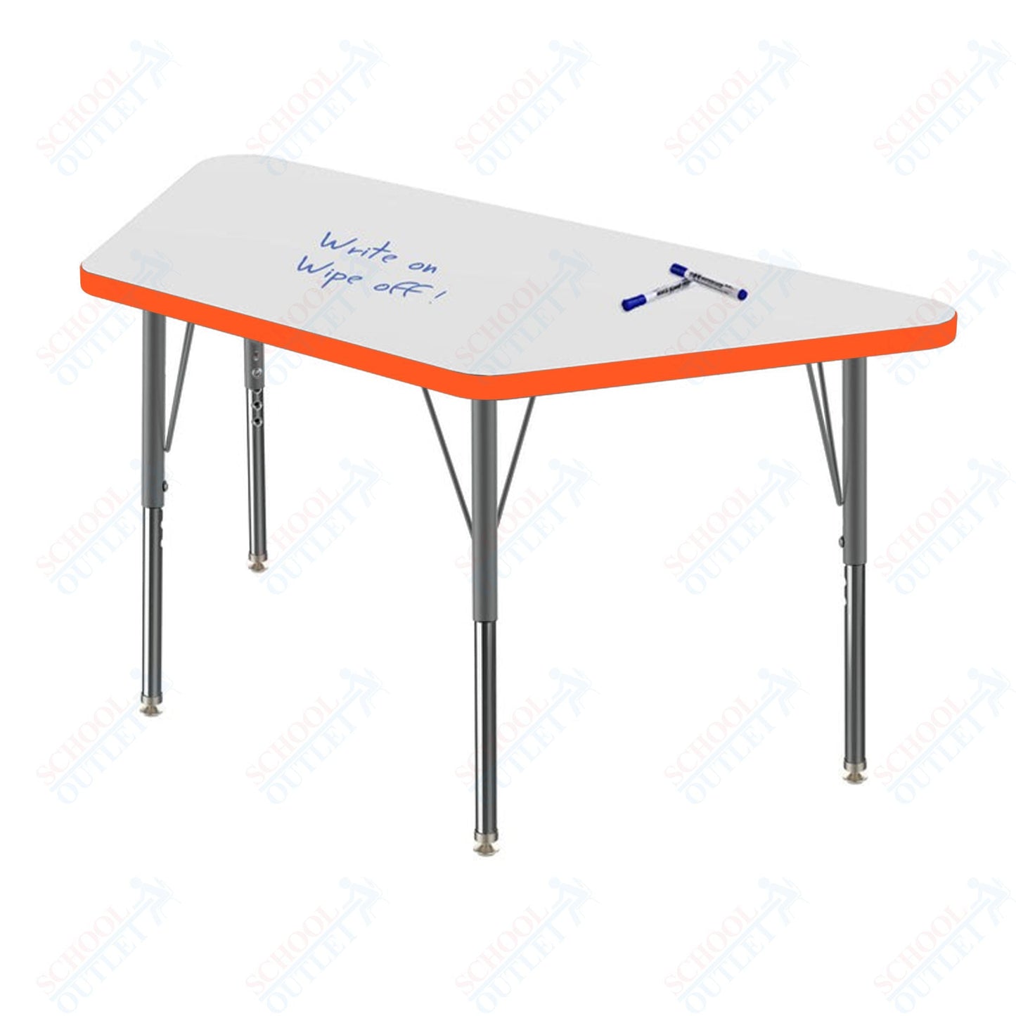 Marco MG2200 Series Trapezoid Preschool Table w/ Dry Erase Top 24" x 48" Adj Height 16" - 24" (MG2276 - DA) - SchoolOutlet
