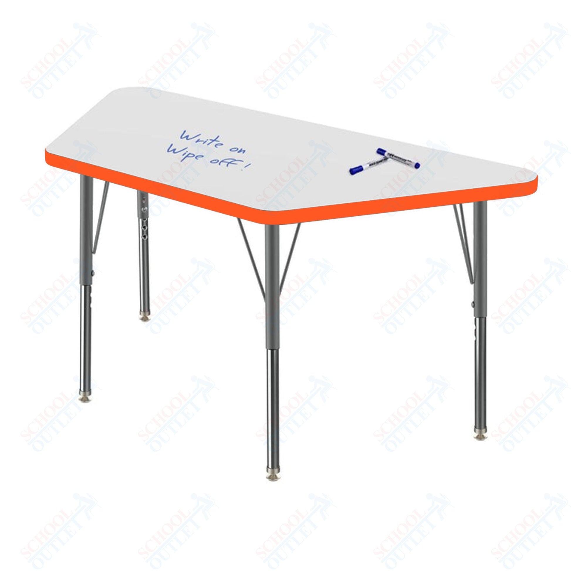 Marco MG2200 Series Trapezoid Preschool Table w/ Dry Erase Top 24" x 48" Adj Height 16" - 24" (MG2276 - DA) - SchoolOutlet