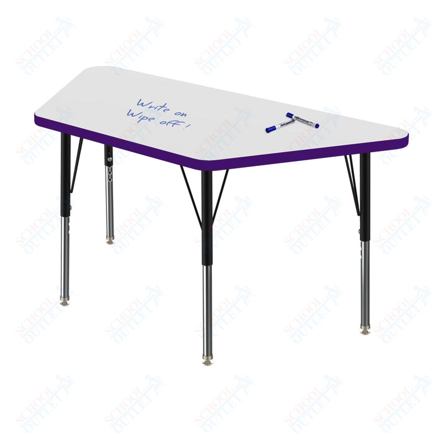 Marco MG2200 Series Trapezoid Preschool Table w/ Dry Erase Top 24" x 48" Adj Height 16" - 24" (MG2276 - DA) - SchoolOutlet