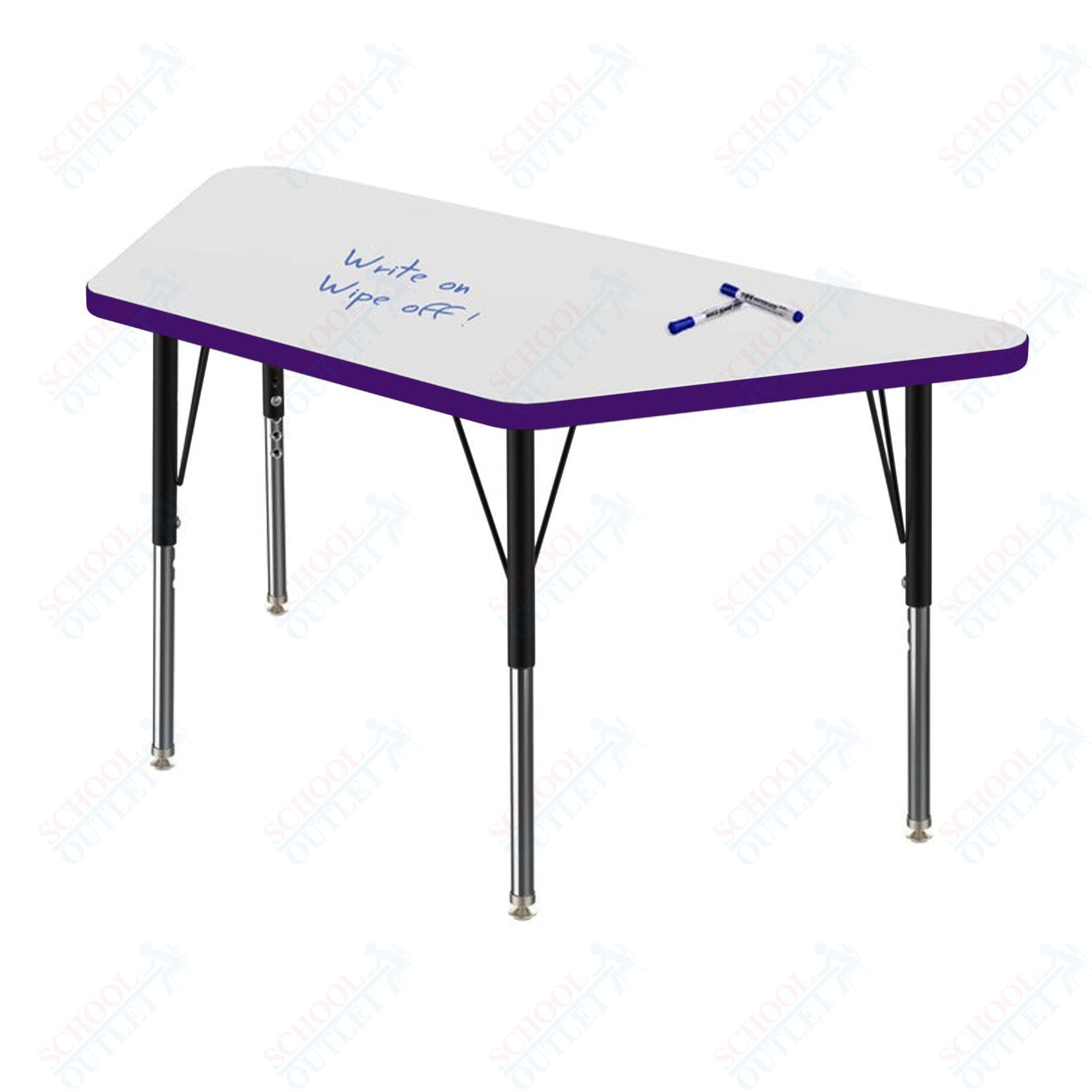 Marco MG2200 Series Trapezoid Preschool Table w/ Dry Erase Top 24" x 48" Adj Height 16" - 24" (MG2276 - DA) - SchoolOutlet