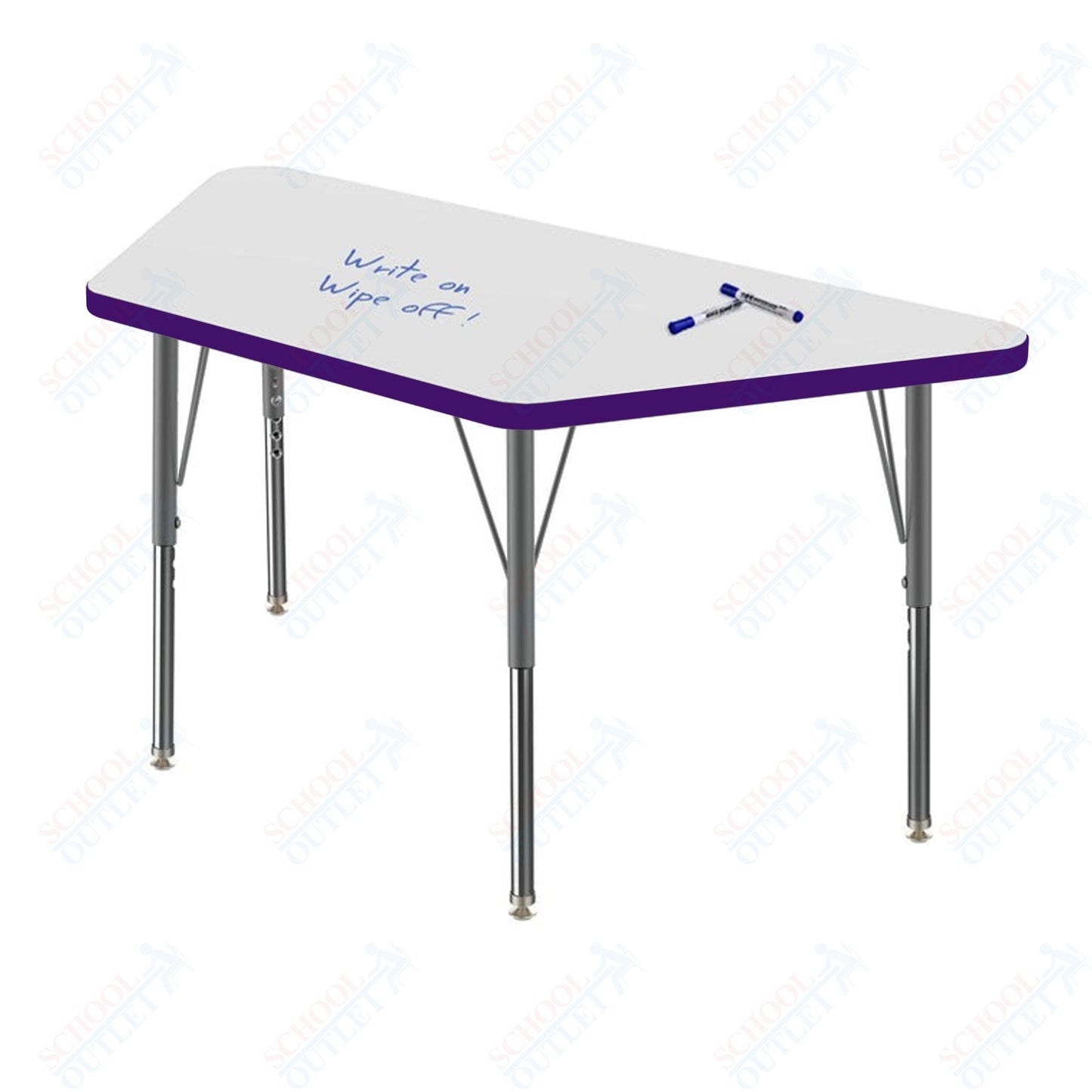 Marco MG2200 Series Trapezoid Preschool Table w/ Dry Erase Top 24" x 48" Adj Height 16" - 24" (MG2276 - DA) - SchoolOutlet