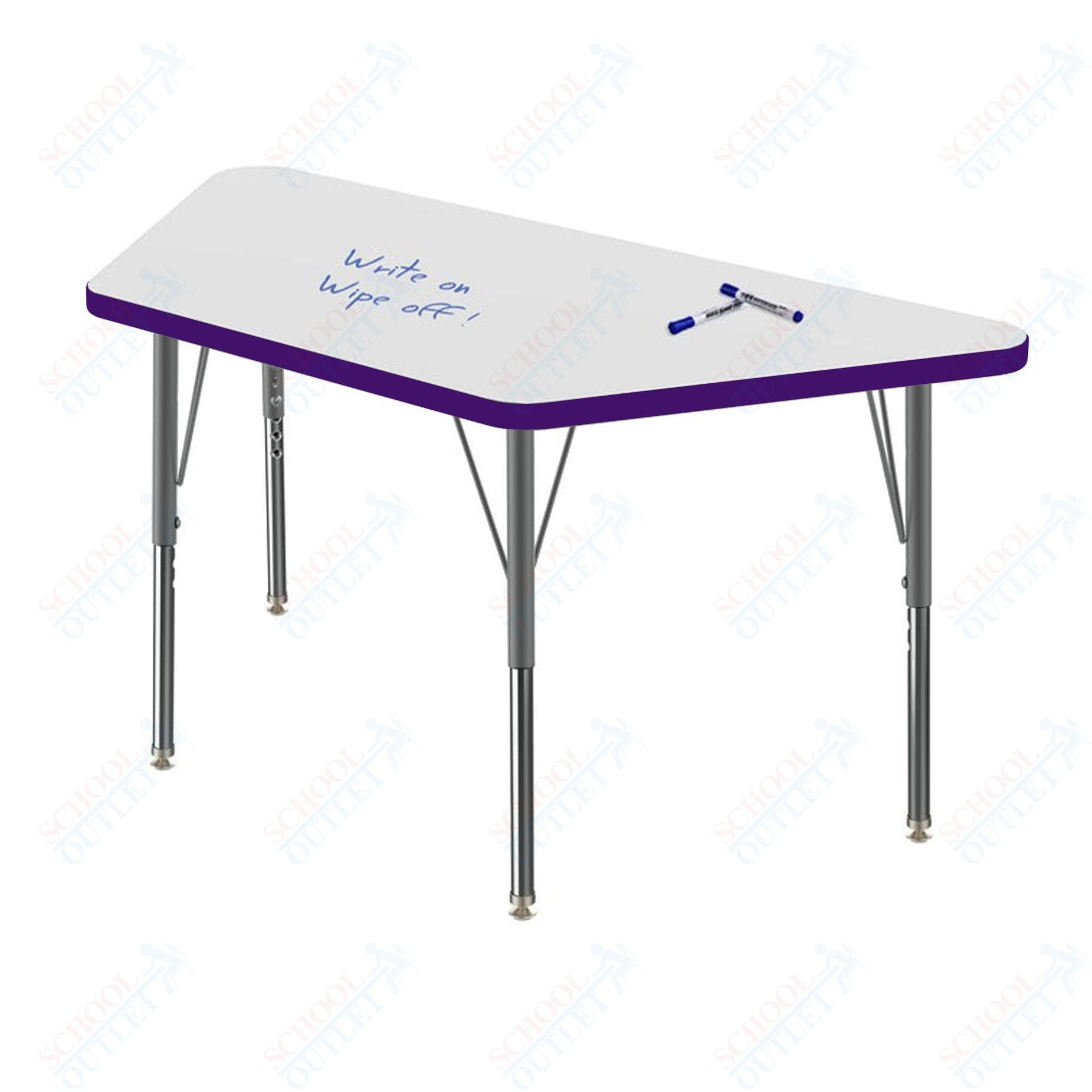 Marco MG2200 Series Trapezoid Preschool Table w/ Dry Erase Top 24" x 48" Adj Height 16" - 24" (MG2276 - DA) - SchoolOutlet