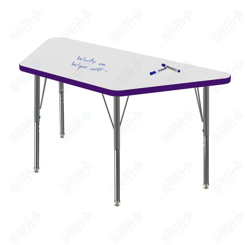 Marco MG2200 Series Trapezoid Preschool Table w/ Dry Erase Top 24" x 48" Adj Height 16" - 24" (MG2276 - DA) - SchoolOutlet