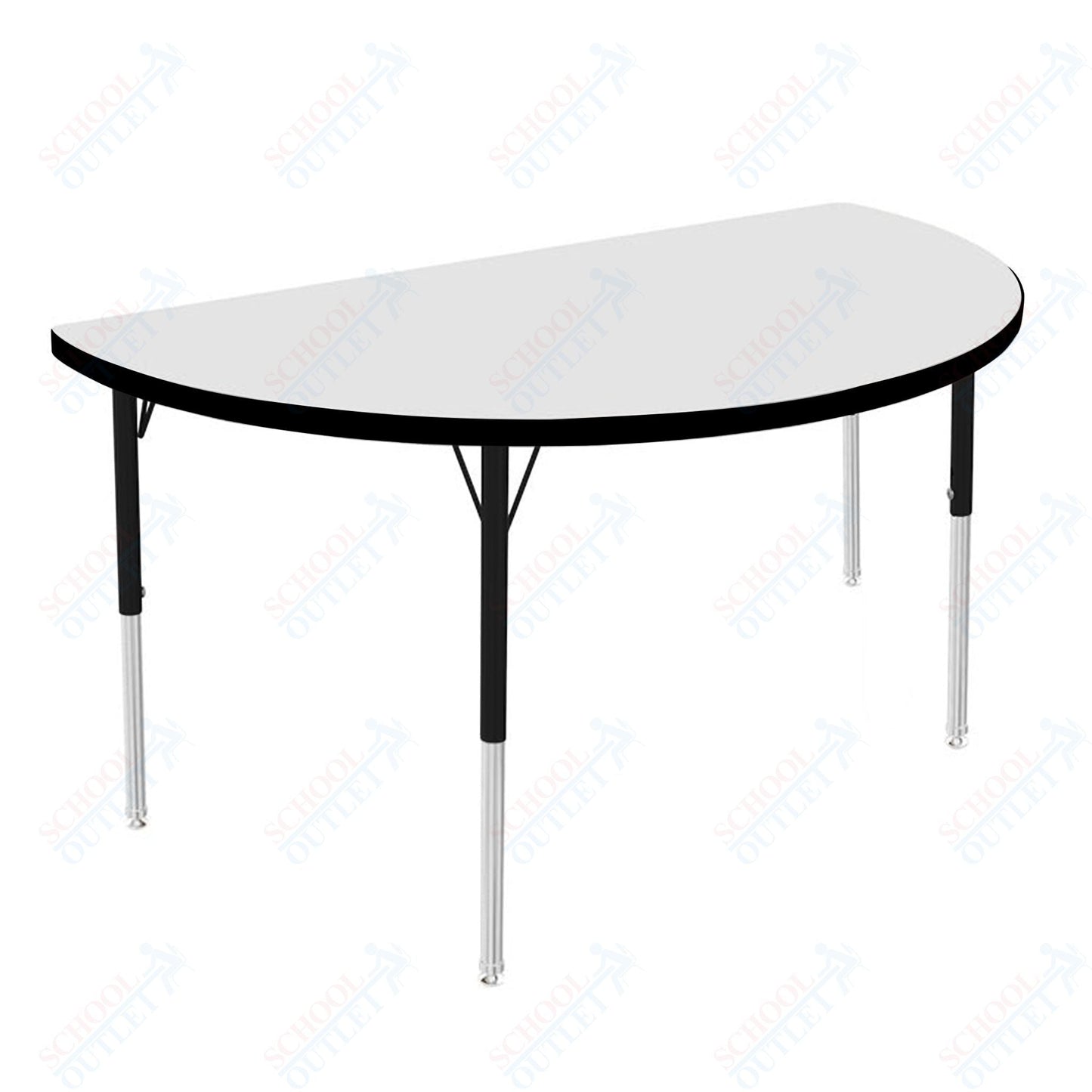 Marco MG2200 Series 48" Half Round Activity Table w/ Dry Erase Top Adj Height 21" - 30" (MG2277 - DB) - SchoolOutlet