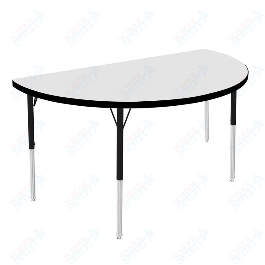 Marco MG2200 Series 48" Half Round Activity Table w/ Dry Erase Top Adj Height 21" - 30" (MG2277 - DB) - SchoolOutlet