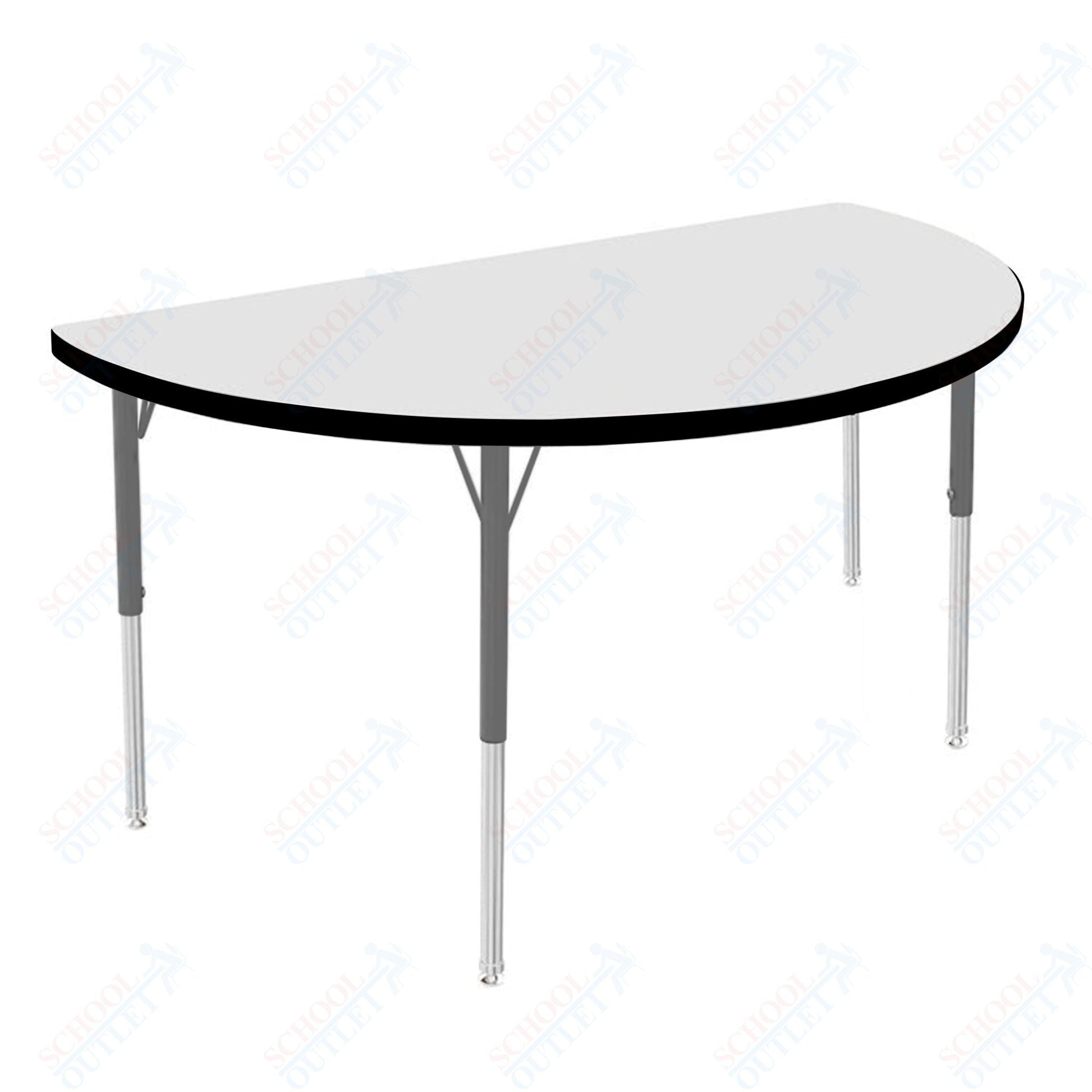 Marco MG2200 Series 48" Half Round Activity Table w/ Dry Erase Top Adj Height 21" - 30" (MG2277 - DB) - SchoolOutlet