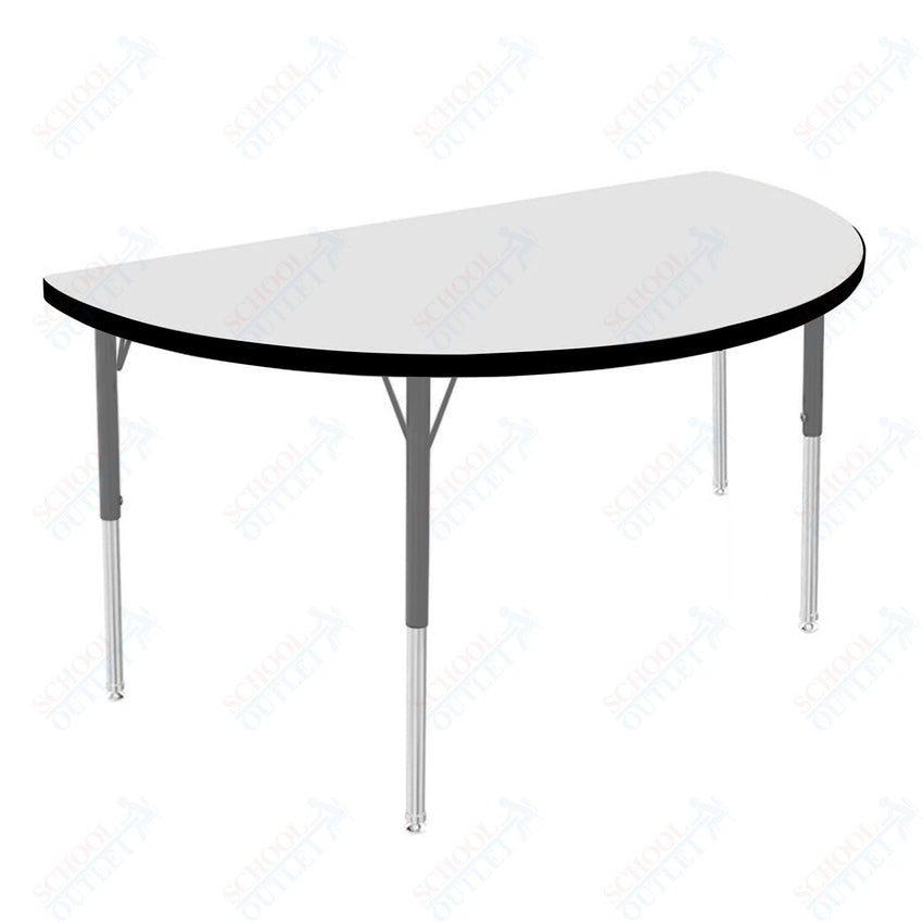 Marco MG2200 Series 48" Half Round Activity Table w/ Dry Erase Top Adj Height 21" - 30" (MG2277 - DB) - SchoolOutlet