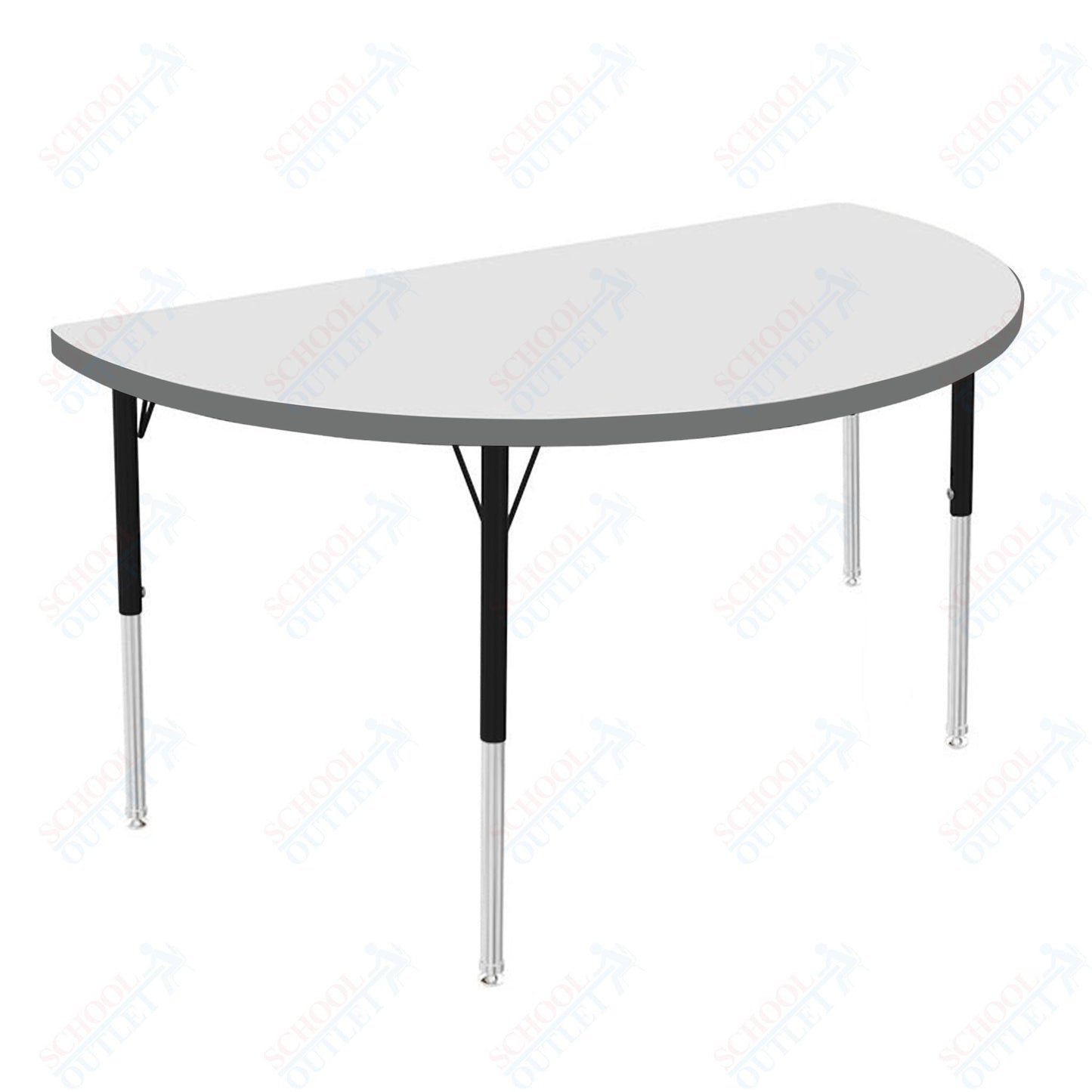Marco MG2200 Series 48" Half Round Activity Table w/ Dry Erase Top Adj Height 21" - 30" (MG2277 - DB) - SchoolOutlet