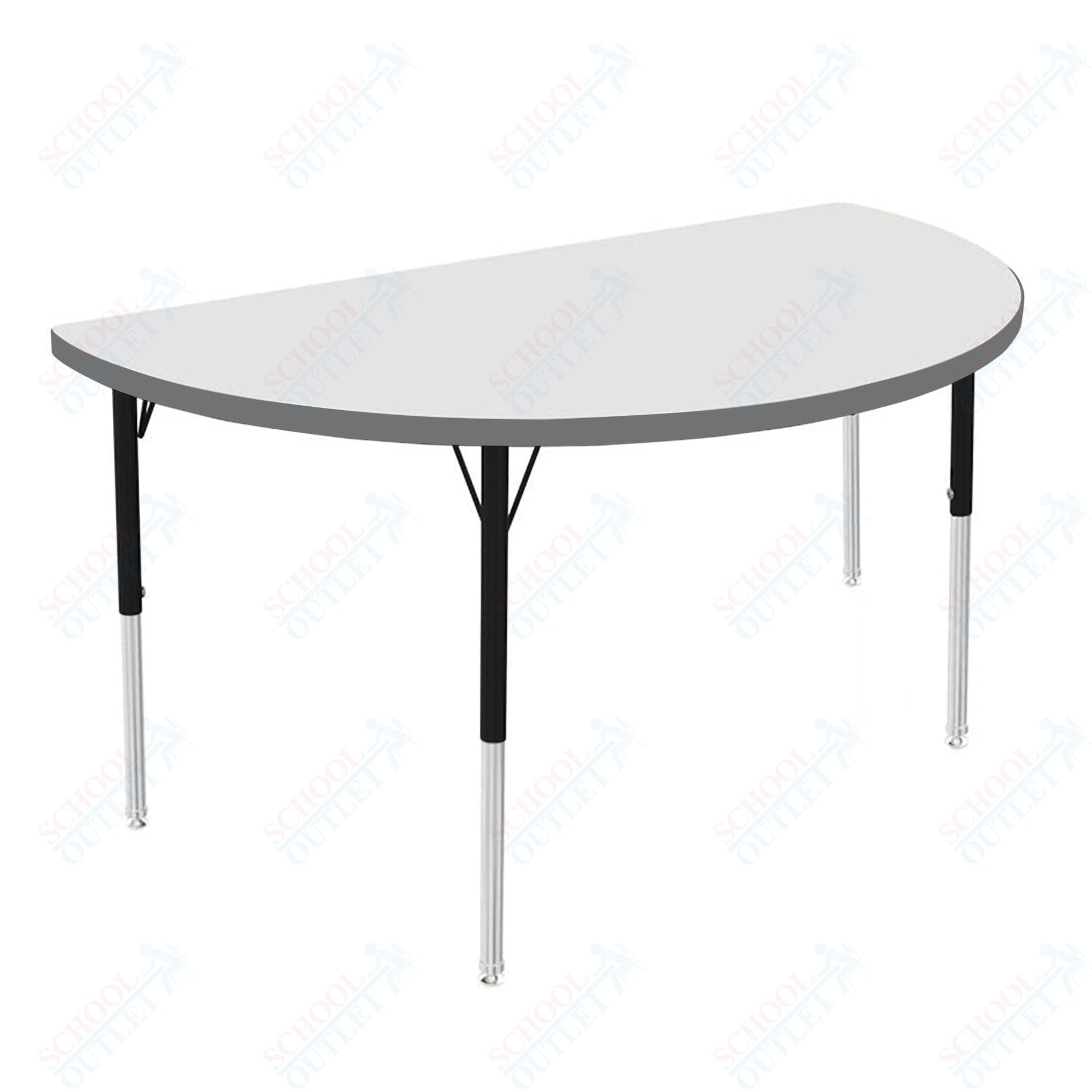 Marco MG2200 Series 48" Half Round Activity Table w/ Dry Erase Top Adj Height 21" - 30" (MG2277 - DB) - SchoolOutlet