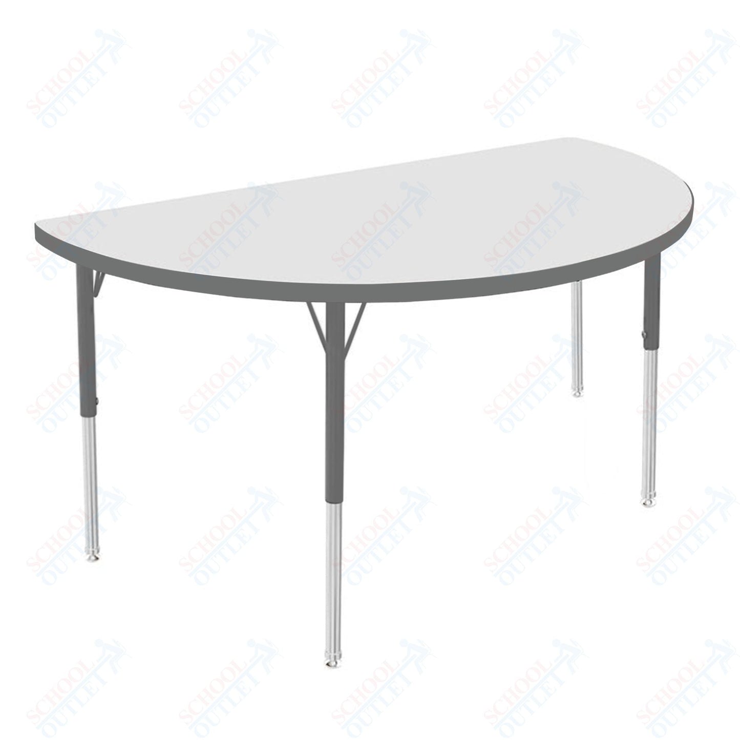 Marco MG2200 Series 48" Half Round Activity Table w/ Dry Erase Top Adj Height 21" - 30" (MG2277 - DB) - SchoolOutlet