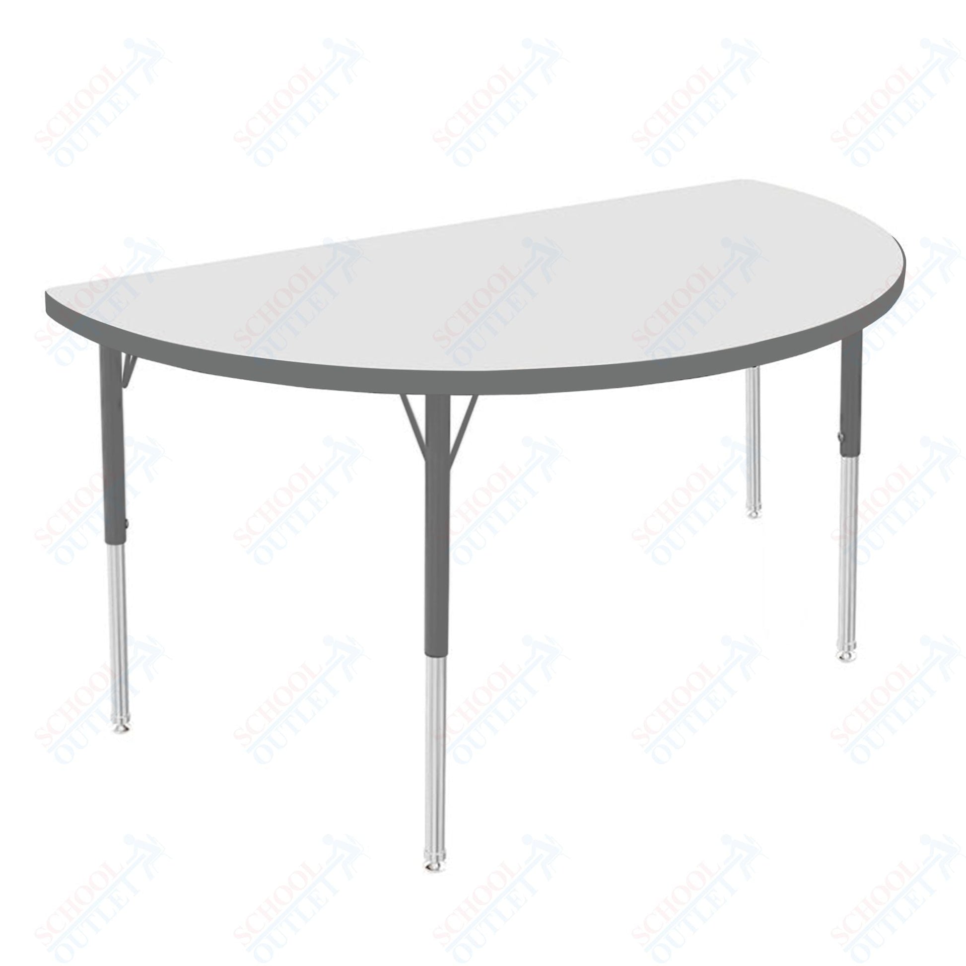 Marco MG2200 Series 48" Half Round Activity Table w/ Dry Erase Top Adj Height 21" - 30" (MG2277 - DB) - SchoolOutlet