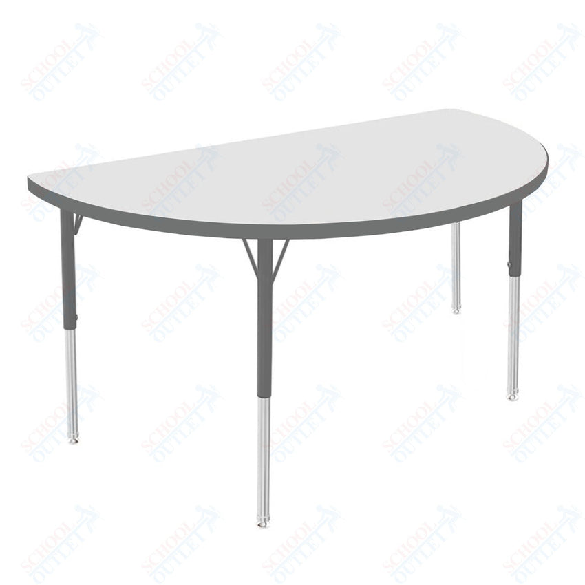 Marco MG2200 Series 48" Half Round Activity Table w/ Dry Erase Top Adj Height 21" - 30" (MG2277 - DB) - SchoolOutlet