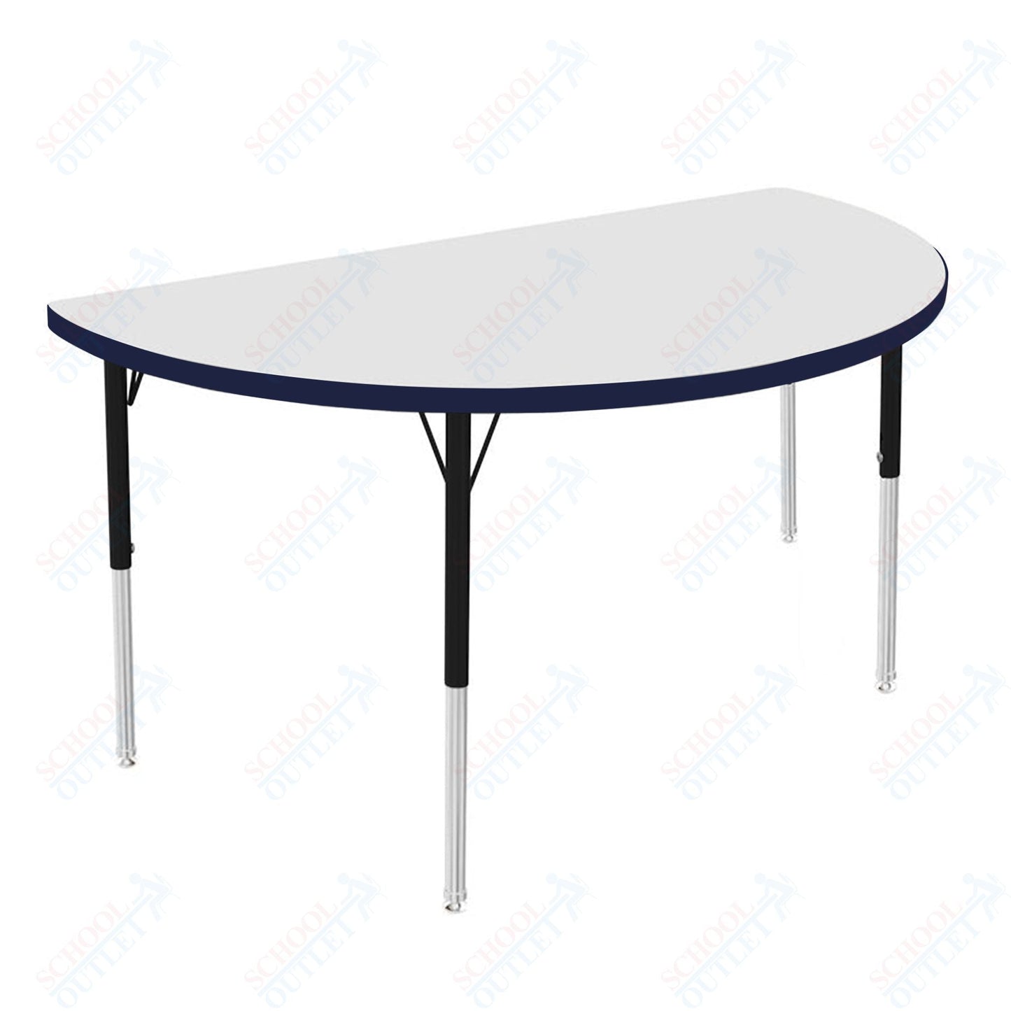 Marco MG2200 Series 48" Half Round Activity Table w/ Dry Erase Top Adj Height 21" - 30" (MG2277 - DB) - SchoolOutlet