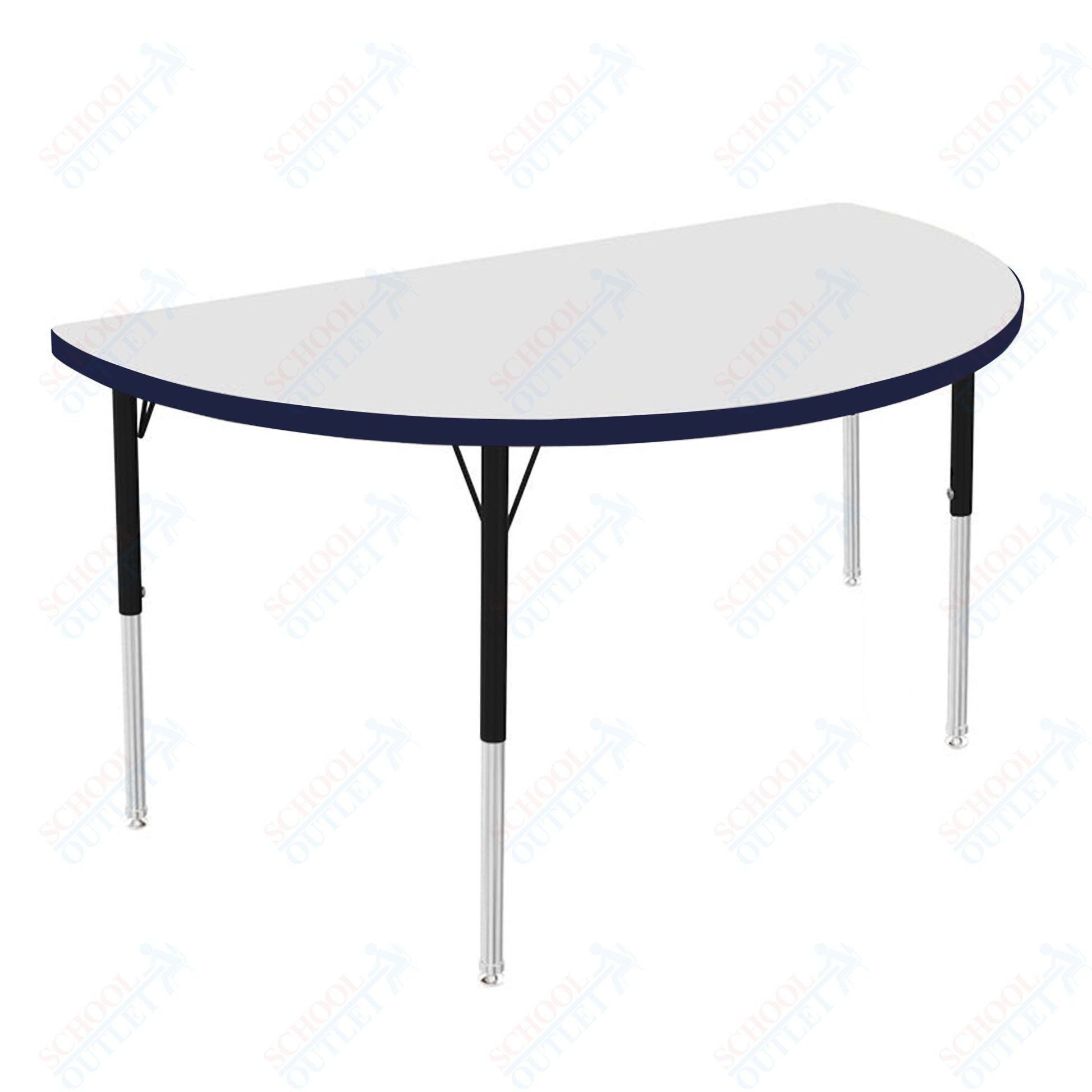 Marco MG2200 Series 48" Half Round Activity Table w/ Dry Erase Top Adj Height 21" - 30" (MG2277 - DB) - SchoolOutlet