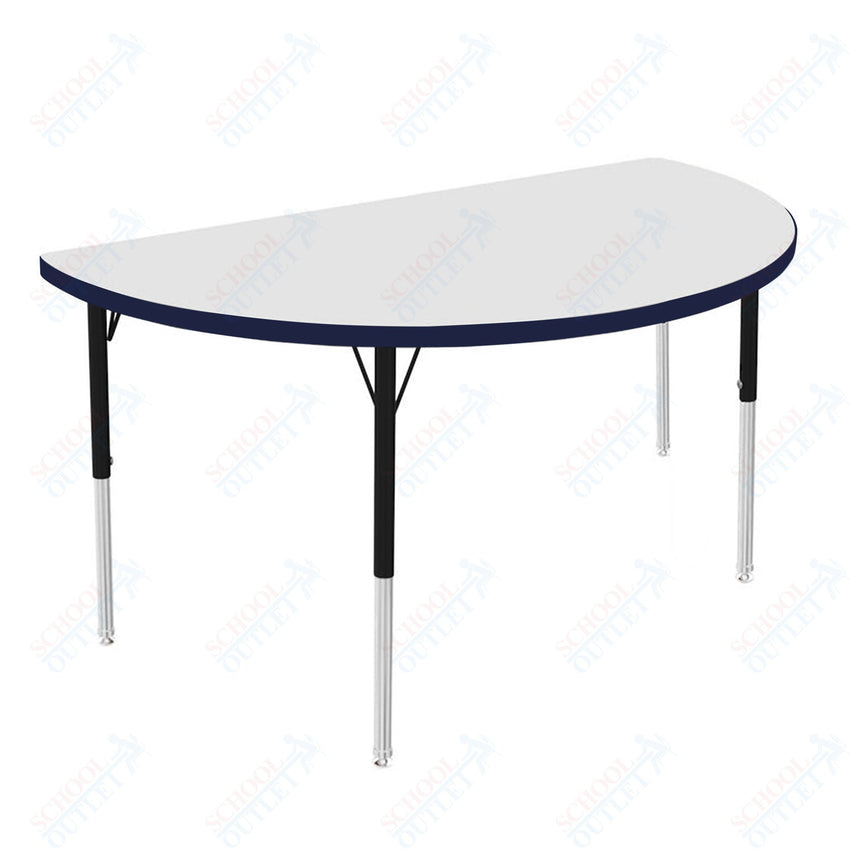 Marco MG2200 Series 48" Half Round Activity Table w/ Dry Erase Top Adj Height 21" - 30" (MG2277 - DB) - SchoolOutlet