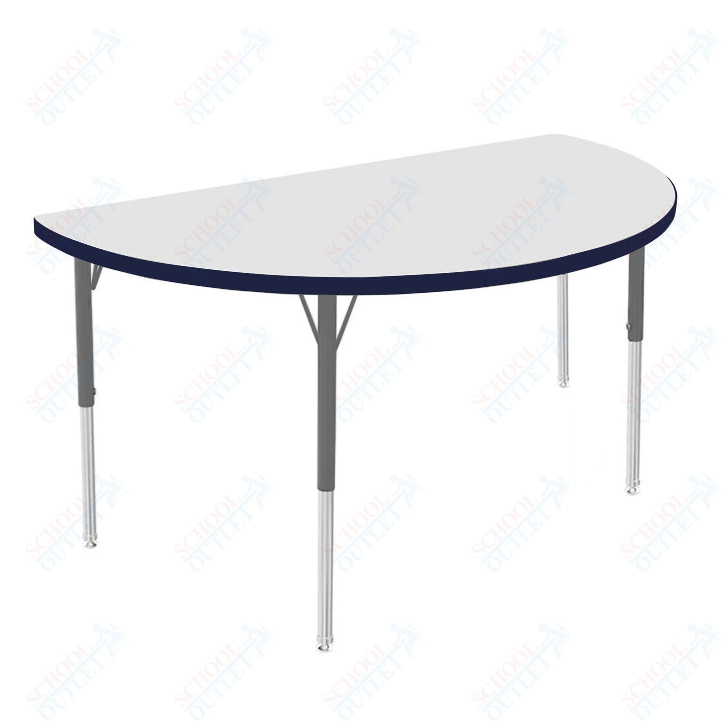 Marco MG2200 Series 48" Half Round Activity Table w/ Dry Erase Top Adj Height 21" - 30" (MG2277 - DB) - SchoolOutlet