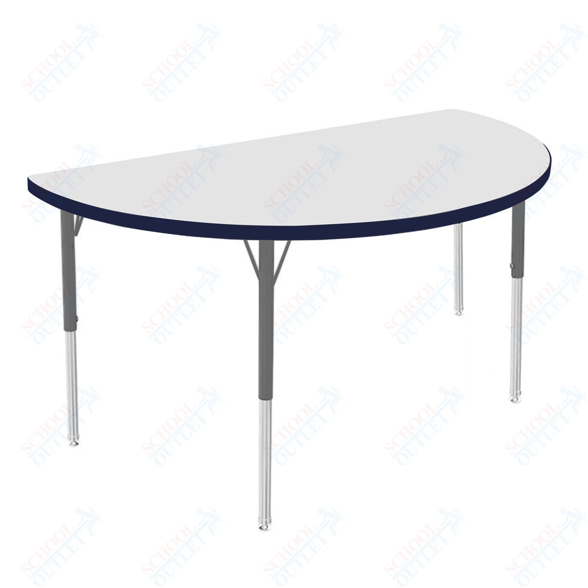 Marco MG2200 Series 48" Half Round Activity Table w/ Dry Erase Top Adj Height 21" - 30" (MG2277 - DB) - SchoolOutlet