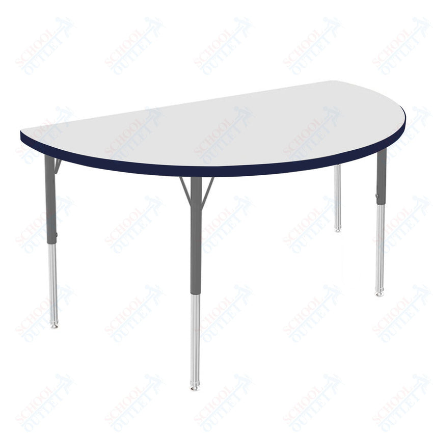 Marco MG2200 Series 48" Half Round Activity Table w/ Dry Erase Top Adj Height 21" - 30" (MG2277 - DB) - SchoolOutlet