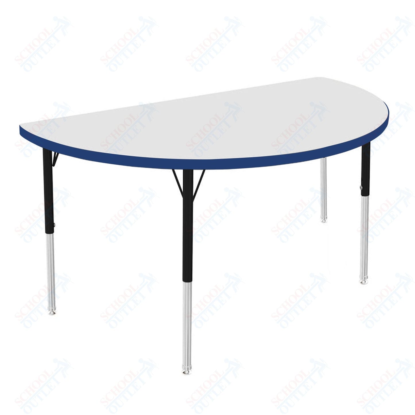 Marco MG2200 Series 48" Half Round Activity Table w/ Dry Erase Top Adj Height 21" - 30" (MG2277 - DB) - SchoolOutlet