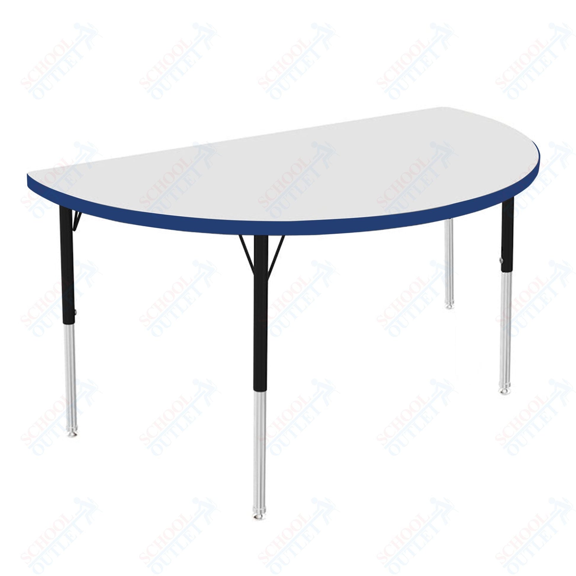 Marco MG2200 Series 48" Half Round Activity Table w/ Dry Erase Top Adj Height 21" - 30" (MG2277 - DB) - SchoolOutlet