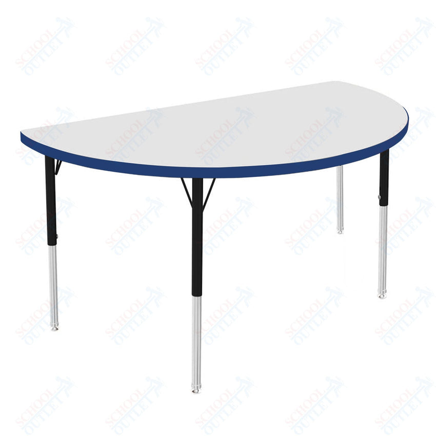 Marco MG2200 Series 48" Half Round Activity Table w/ Dry Erase Top Adj Height 21" - 30" (MG2277 - DB) - SchoolOutlet