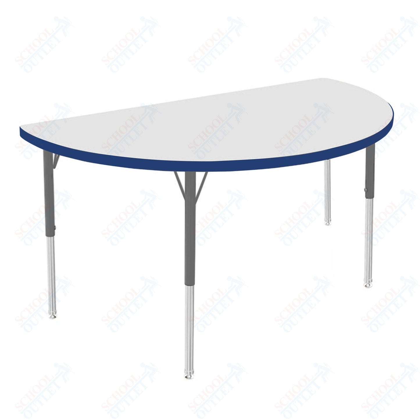 Marco MG2200 Series 48" Half Round Activity Table w/ Dry Erase Top Adj Height 21" - 30" (MG2277 - DB) - SchoolOutlet