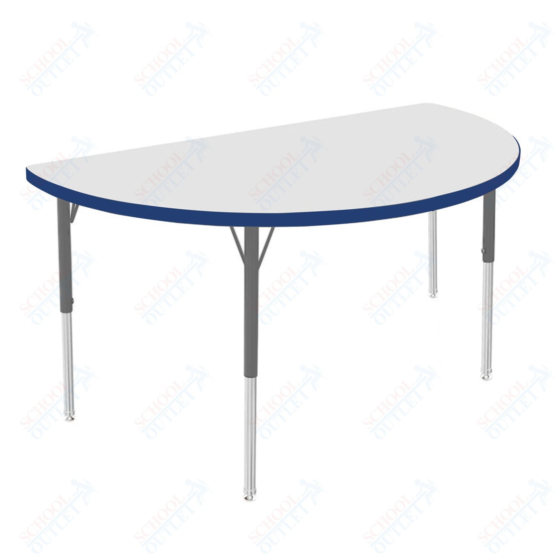 Marco MG2200 Series 48" Half Round Activity Table w/ Dry Erase Top Adj Height 21" - 30" (MG2277 - DB) - SchoolOutlet