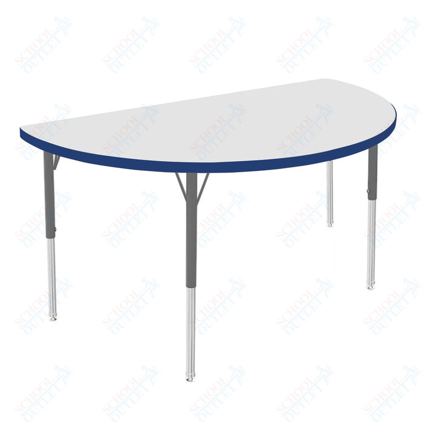 Marco MG2200 Series 48" Half Round Activity Table w/ Dry Erase Top Adj Height 21" - 30" (MG2277 - DB) - SchoolOutlet