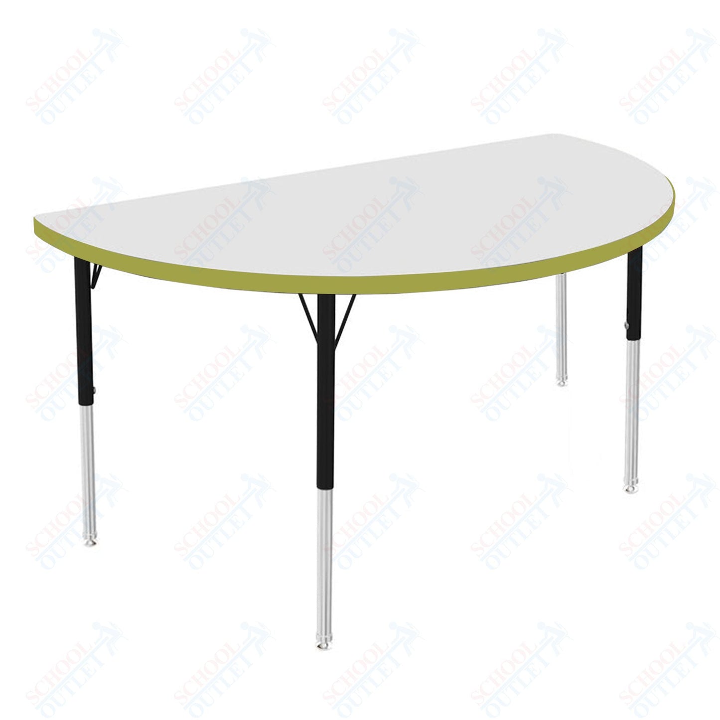 Marco MG2200 Series 48" Half Round Activity Table w/ Dry Erase Top Adj Height 21" - 30" (MG2277 - DB) - SchoolOutlet