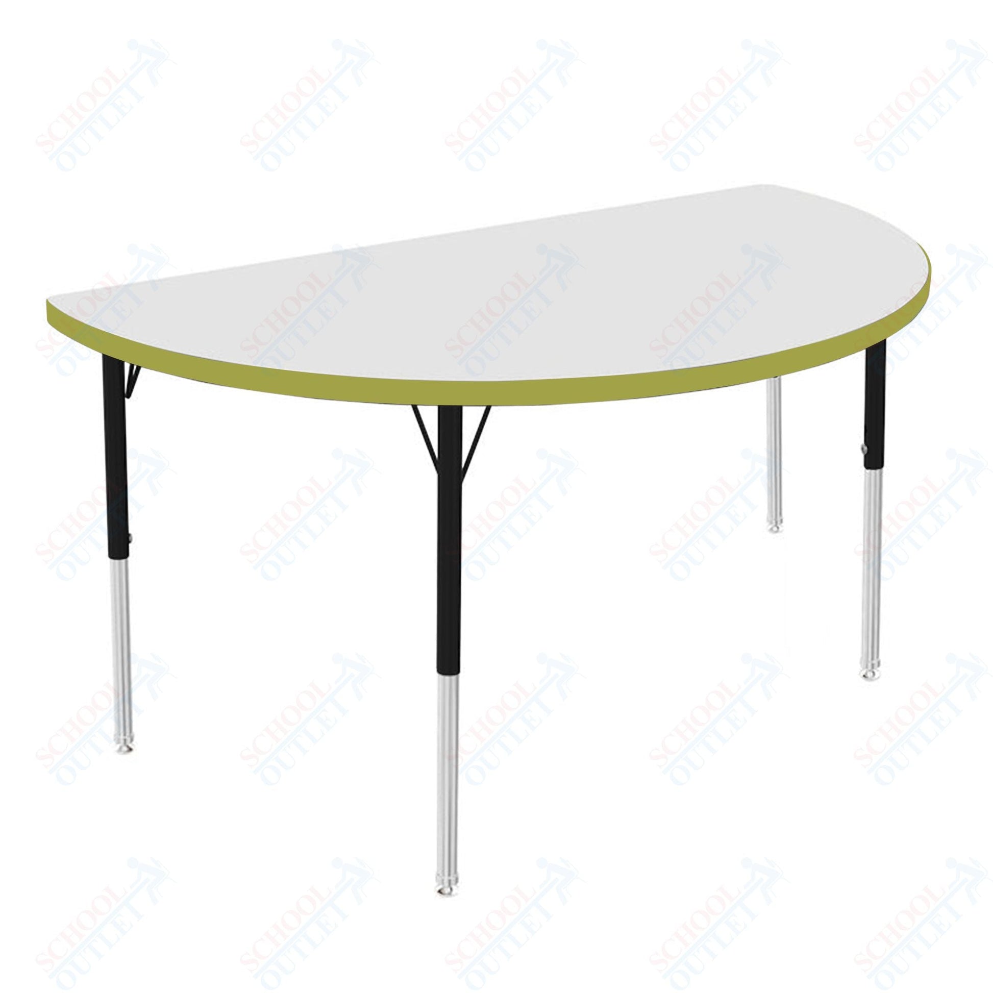 Marco MG2200 Series 48" Half Round Activity Table w/ Dry Erase Top Adj Height 21" - 30" (MG2277 - DB) - SchoolOutlet