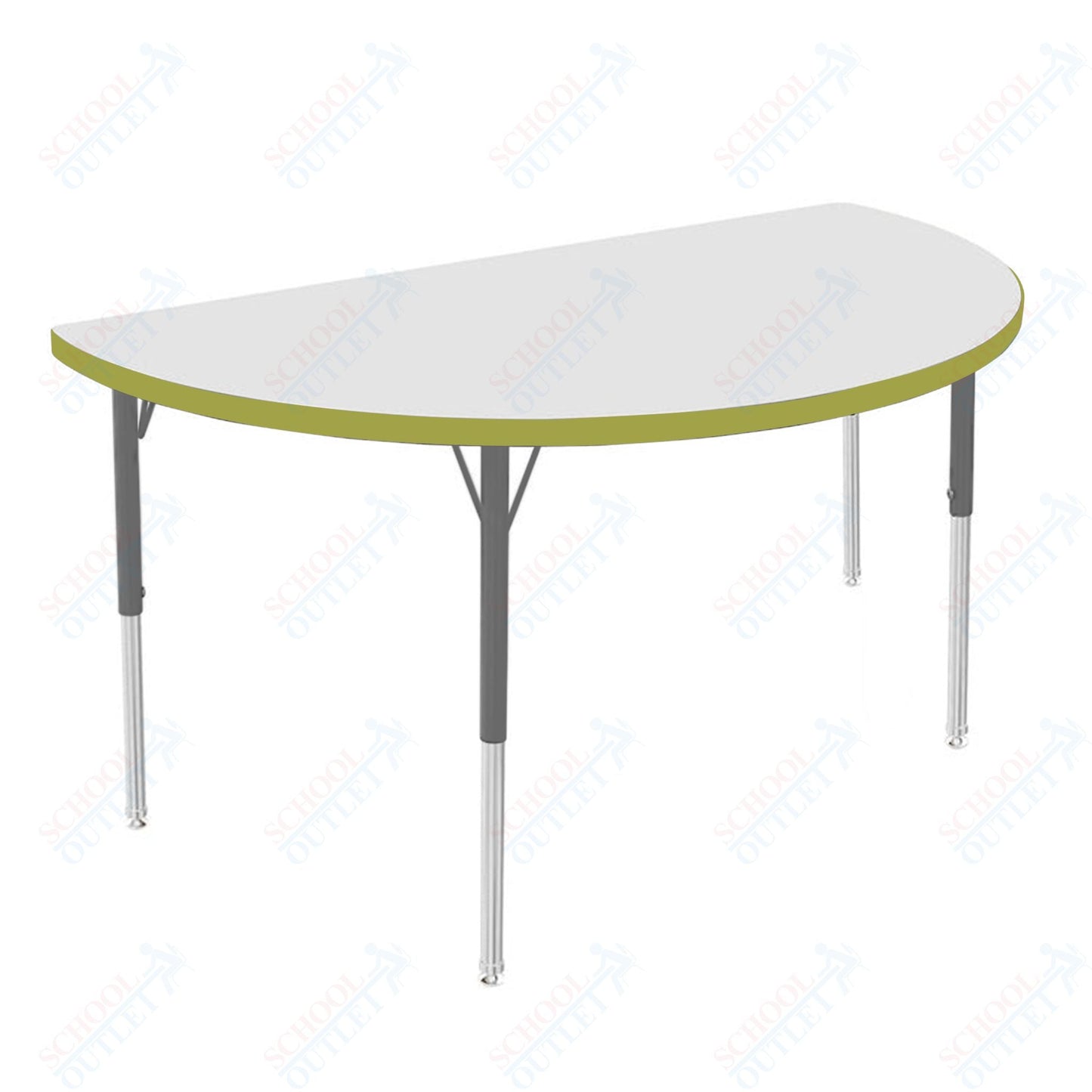 Marco MG2200 Series 48" Half Round Activity Table w/ Dry Erase Top Adj Height 21" - 30" (MG2277 - DB) - SchoolOutlet