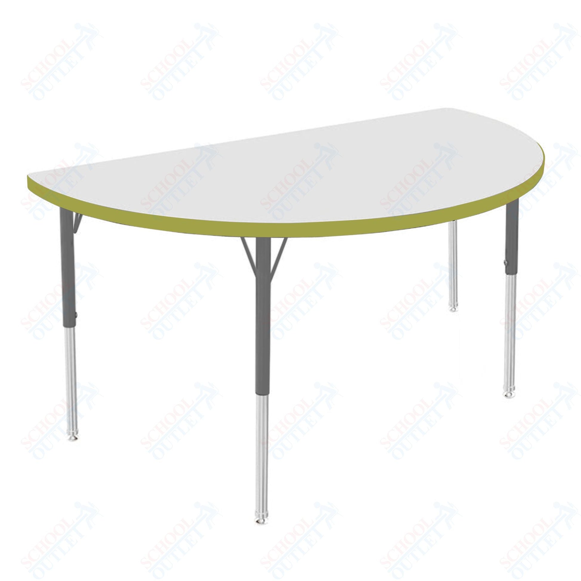 Marco MG2200 Series 48" Half Round Activity Table w/ Dry Erase Top Adj Height 21" - 30" (MG2277 - DB) - SchoolOutlet