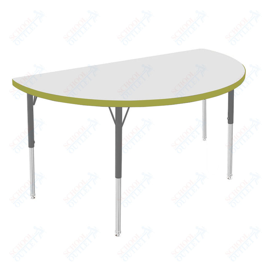 Marco MG2200 Series 48" Half Round Activity Table w/ Dry Erase Top Adj Height 21" - 30" (MG2277 - DB) - SchoolOutlet