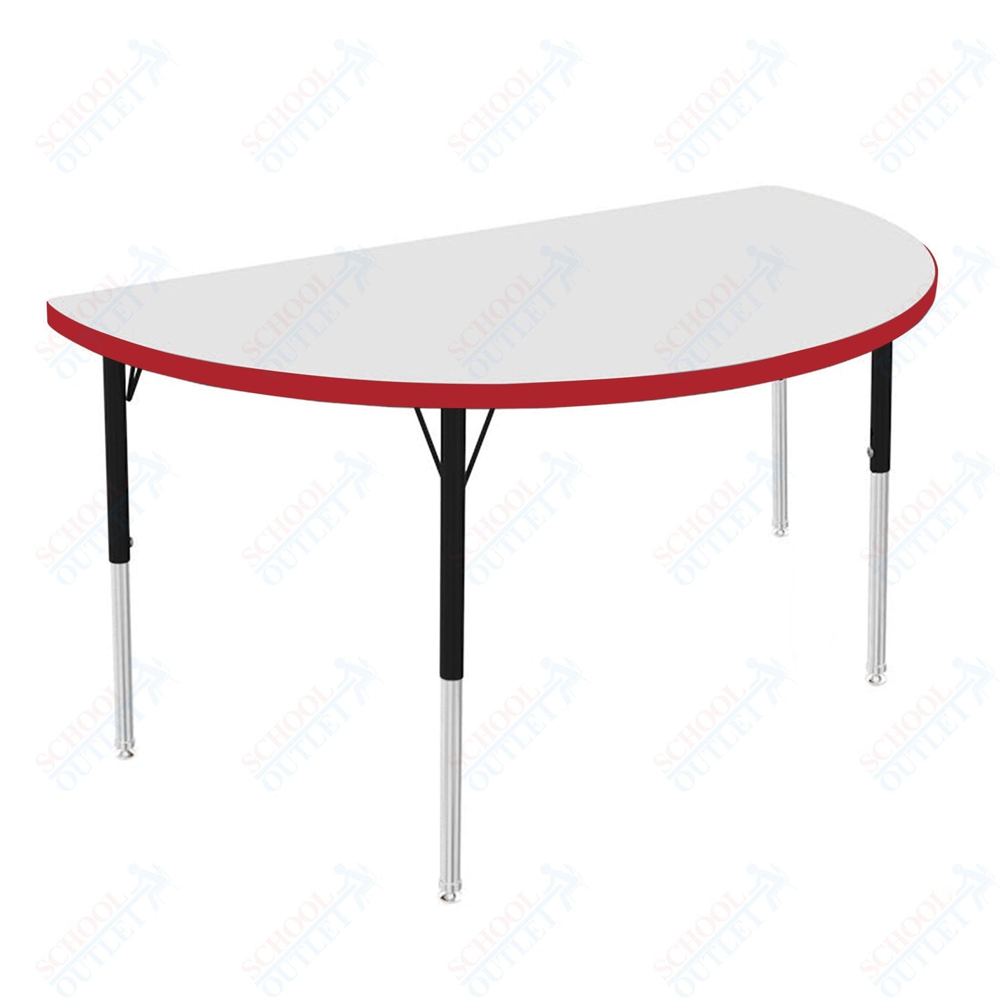 Marco MG2200 Series 48" Half Round Activity Table w/ Dry Erase Top Adj Height 21" - 30" (MG2277 - DB) - SchoolOutlet