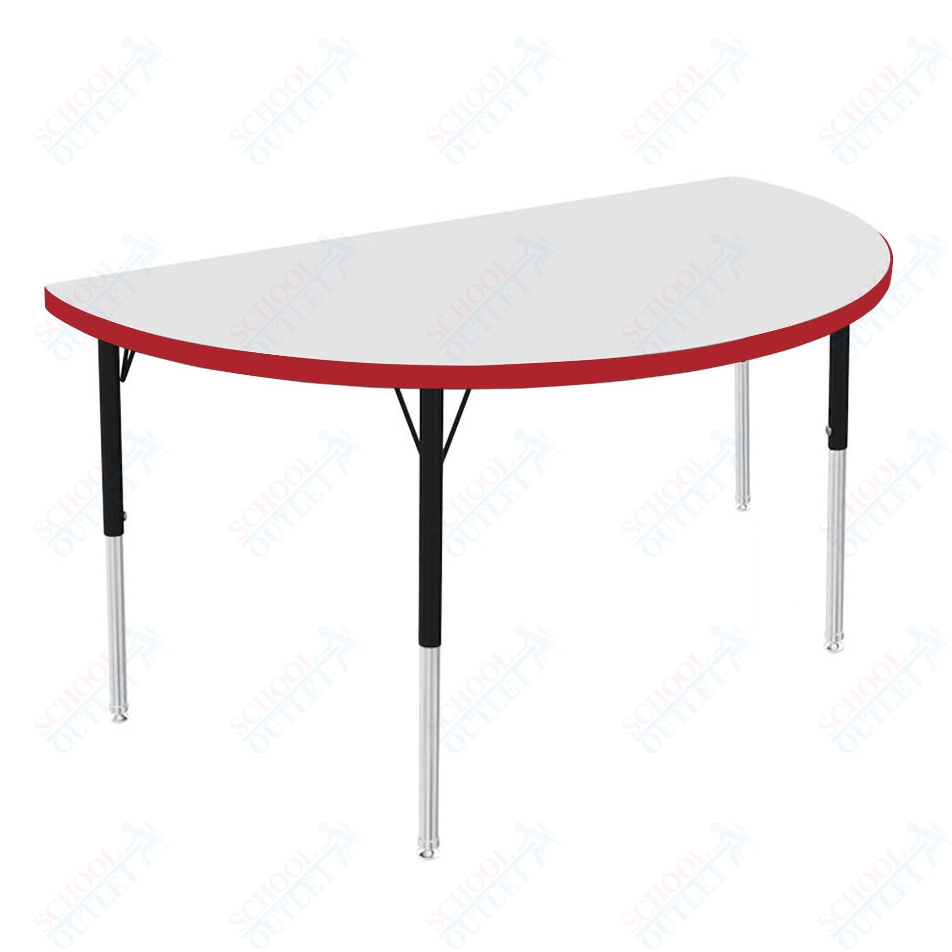 Marco MG2200 Series 48" Half Round Activity Table w/ Dry Erase Top Adj Height 21" - 30" (MG2277 - DB) - SchoolOutlet