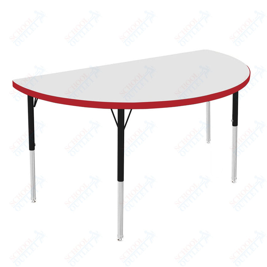 Marco MG2200 Series 48" Half Round Activity Table w/ Dry Erase Top Adj Height 21" - 30" (MG2277 - DB) - SchoolOutlet
