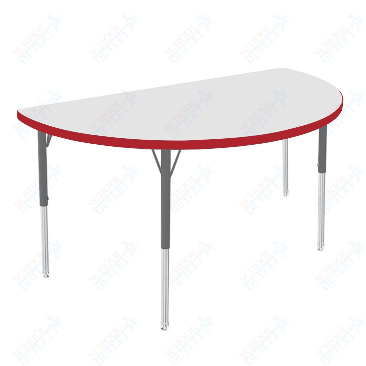 Marco MG2200 Series 48" Half Round Activity Table w/ Dry Erase Top Adj Height 21" - 30" (MG2277 - DB) - SchoolOutlet