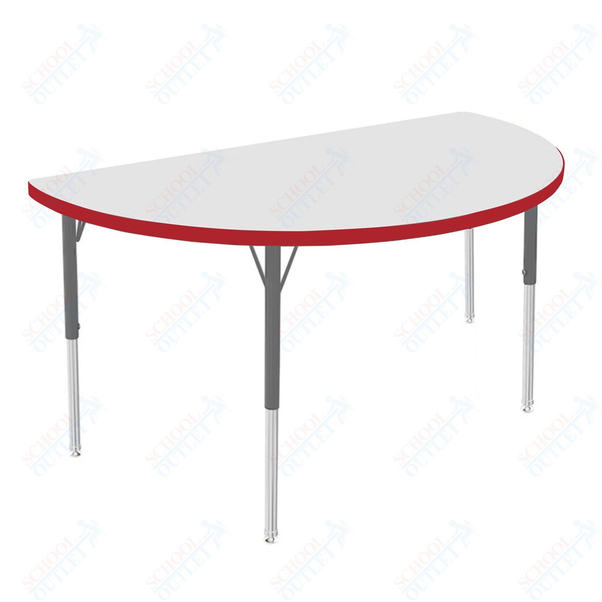 Marco MG2200 Series 48" Half Round Activity Table w/ Dry Erase Top Adj Height 21" - 30" (MG2277 - DB) - SchoolOutlet