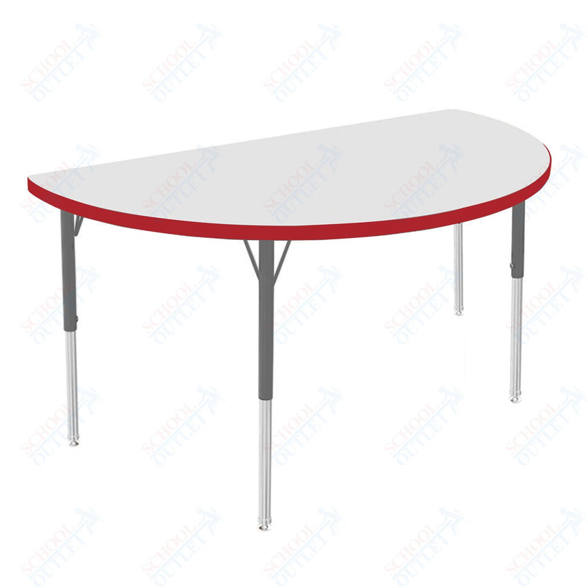 Marco MG2200 Series 48" Half Round Activity Table w/ Dry Erase Top Adj Height 21" - 30" (MG2277 - DB) - SchoolOutlet