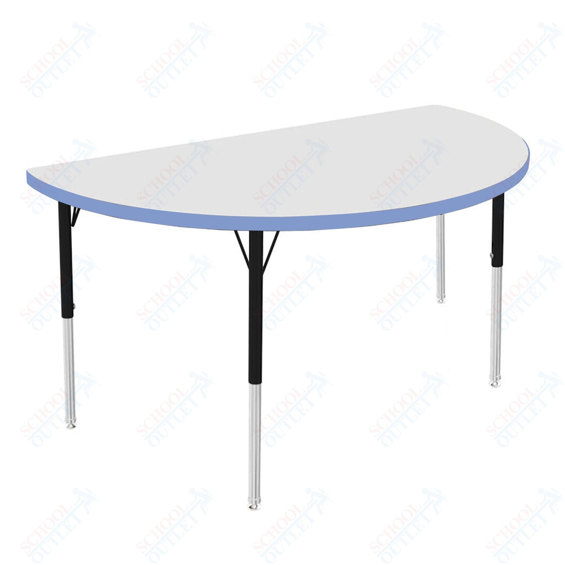 Marco MG2200 Series 48" Half Round Activity Table w/ Dry Erase Top Adj Height 21" - 30" (MG2277 - DB) - SchoolOutlet