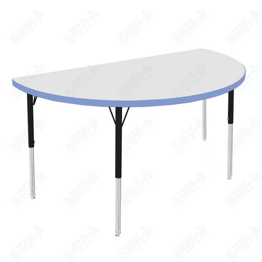 Marco MG2200 Series 48" Half Round Activity Table w/ Dry Erase Top Adj Height 21" - 30" (MG2277 - DB) - SchoolOutlet