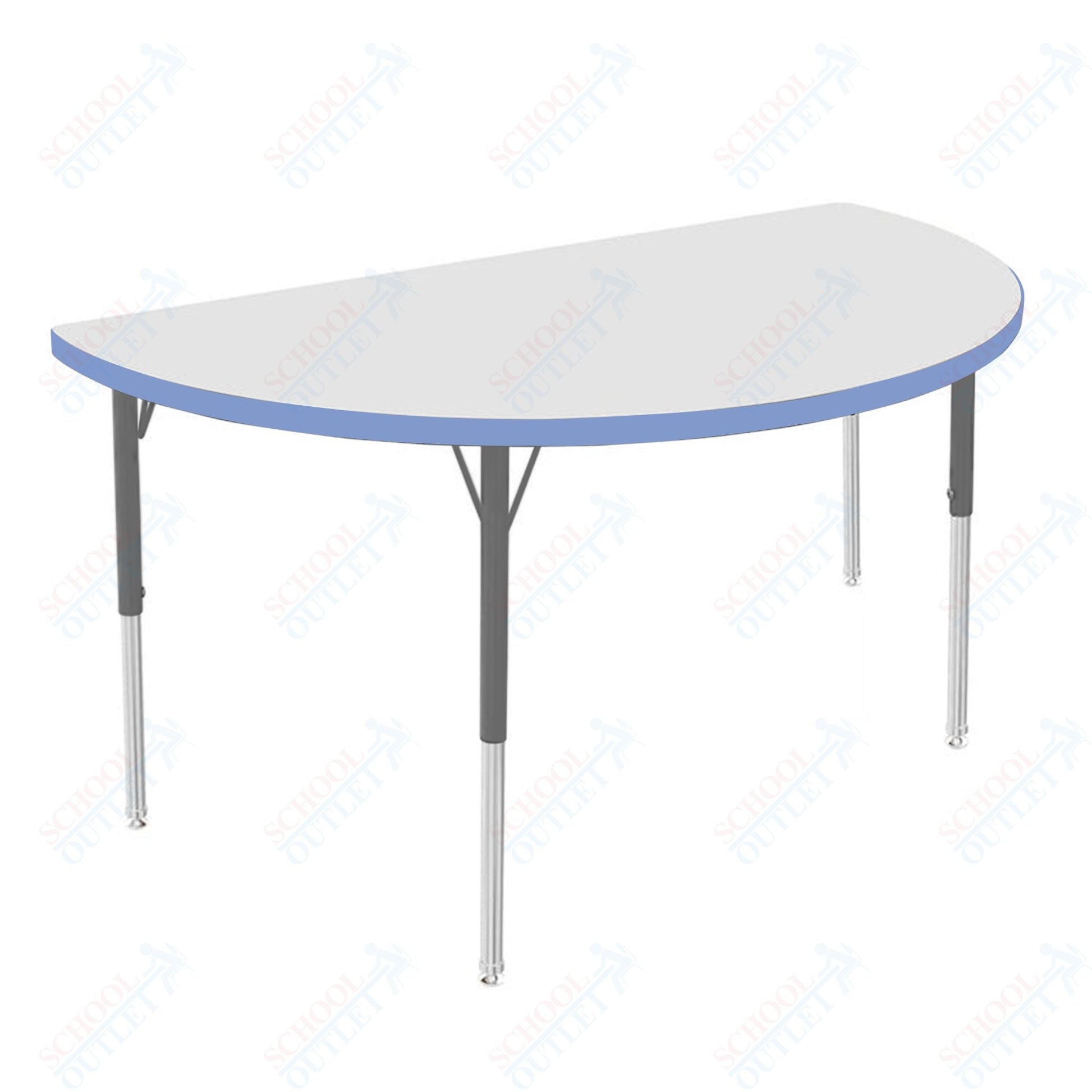 Marco MG2200 Series 48" Half Round Activity Table w/ Dry Erase Top Adj Height 21" - 30" (MG2277 - DB) - SchoolOutlet
