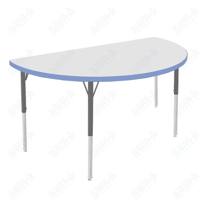 Marco MG2200 Series 48" Half Round Activity Table w/ Dry Erase Top Adj Height 21" - 30" (MG2277 - DB) - SchoolOutlet