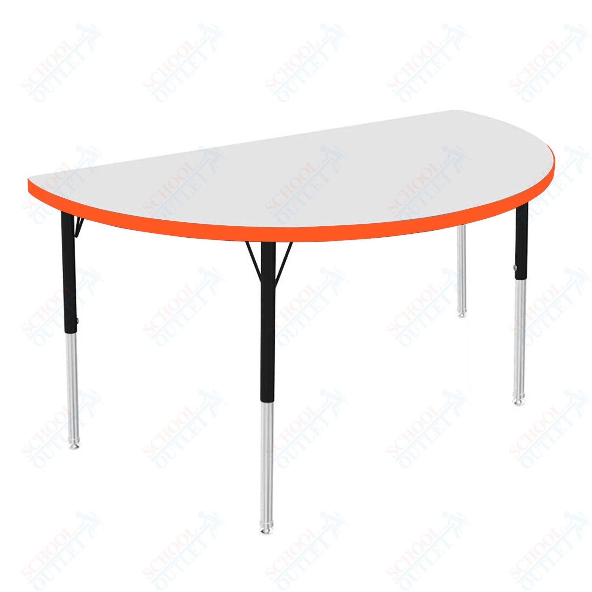 Marco MG2200 Series 48" Half Round Activity Table w/ Dry Erase Top Adj Height 21" - 30" (MG2277 - DB) - SchoolOutlet