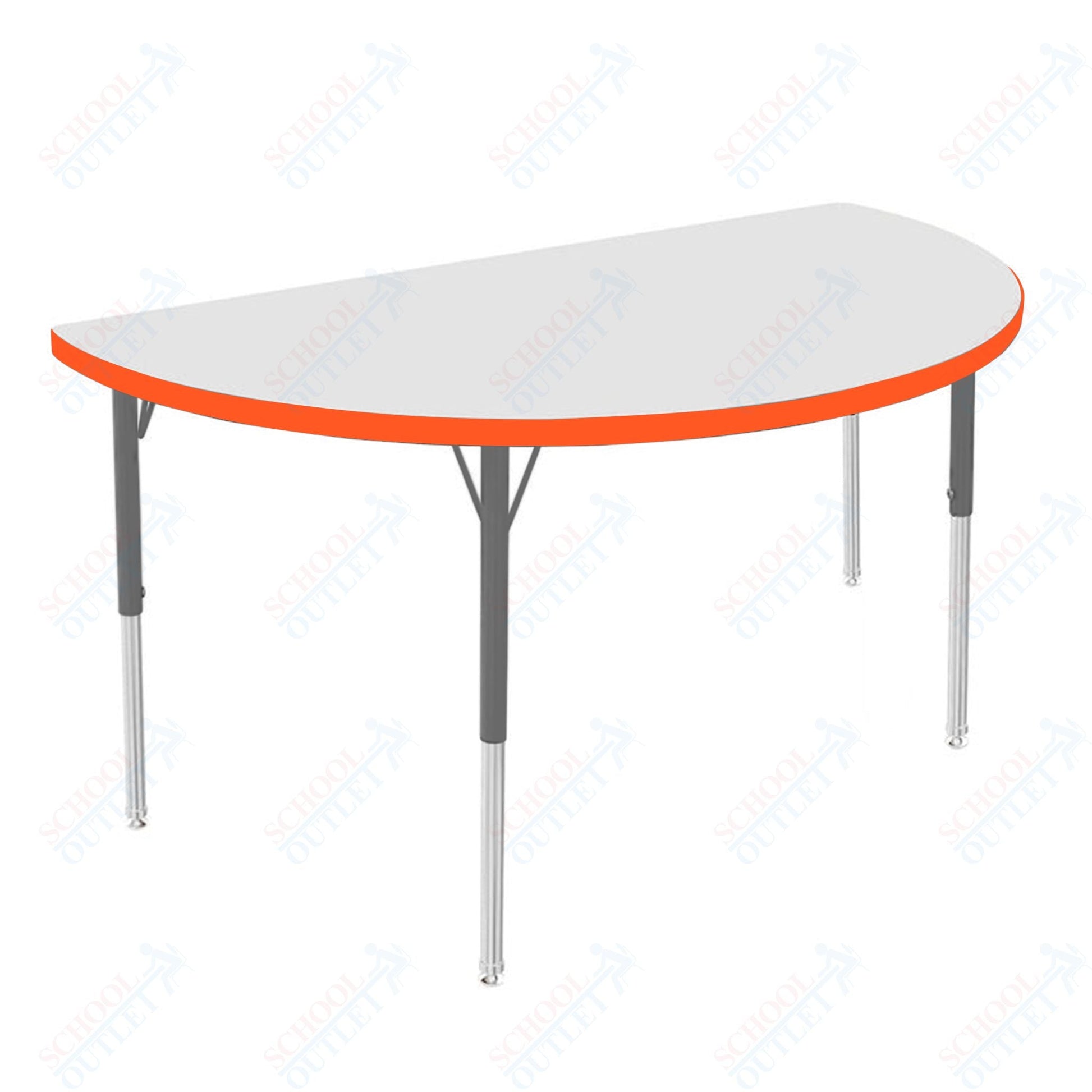Marco MG2200 Series 48" Half Round Activity Table w/ Dry Erase Top Adj Height 21" - 30" (MG2277 - DB) - SchoolOutlet