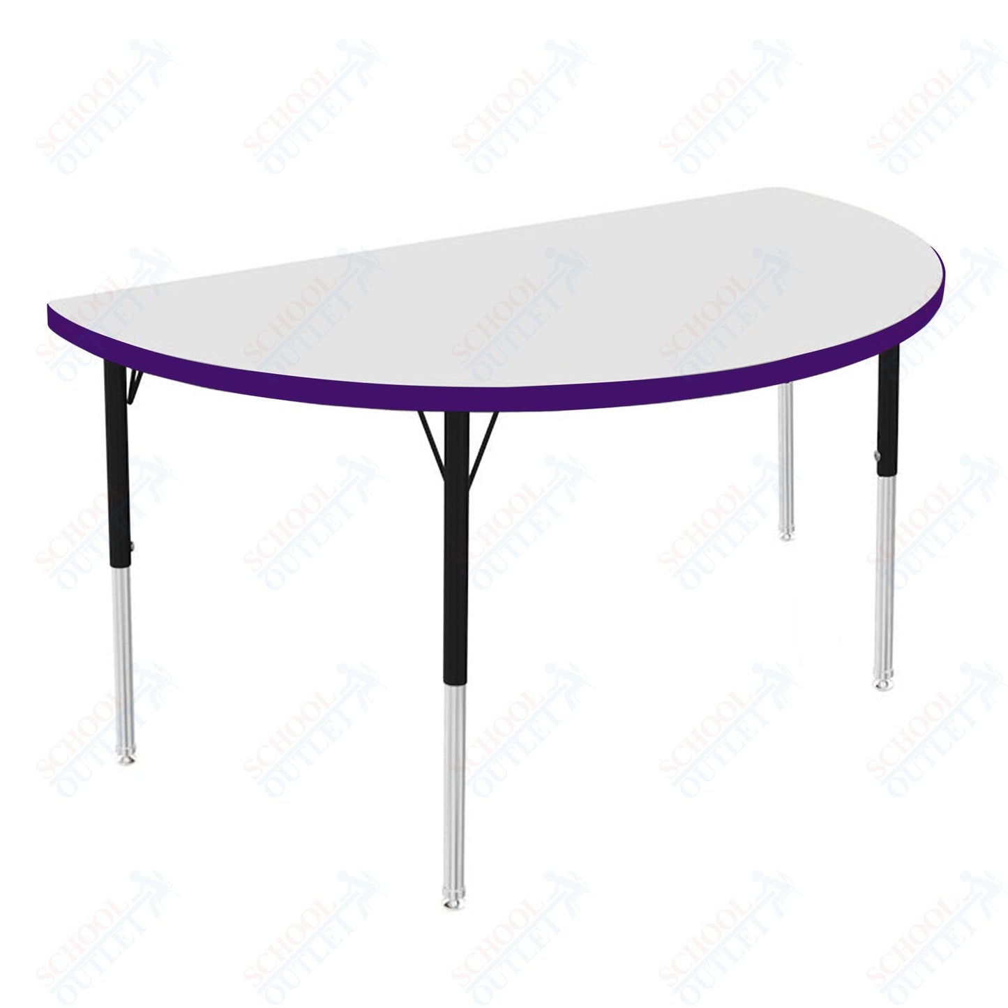 Marco MG2200 Series 48" Half Round Activity Table w/ Dry Erase Top Adj Height 21" - 30" (MG2277 - DB) - SchoolOutlet