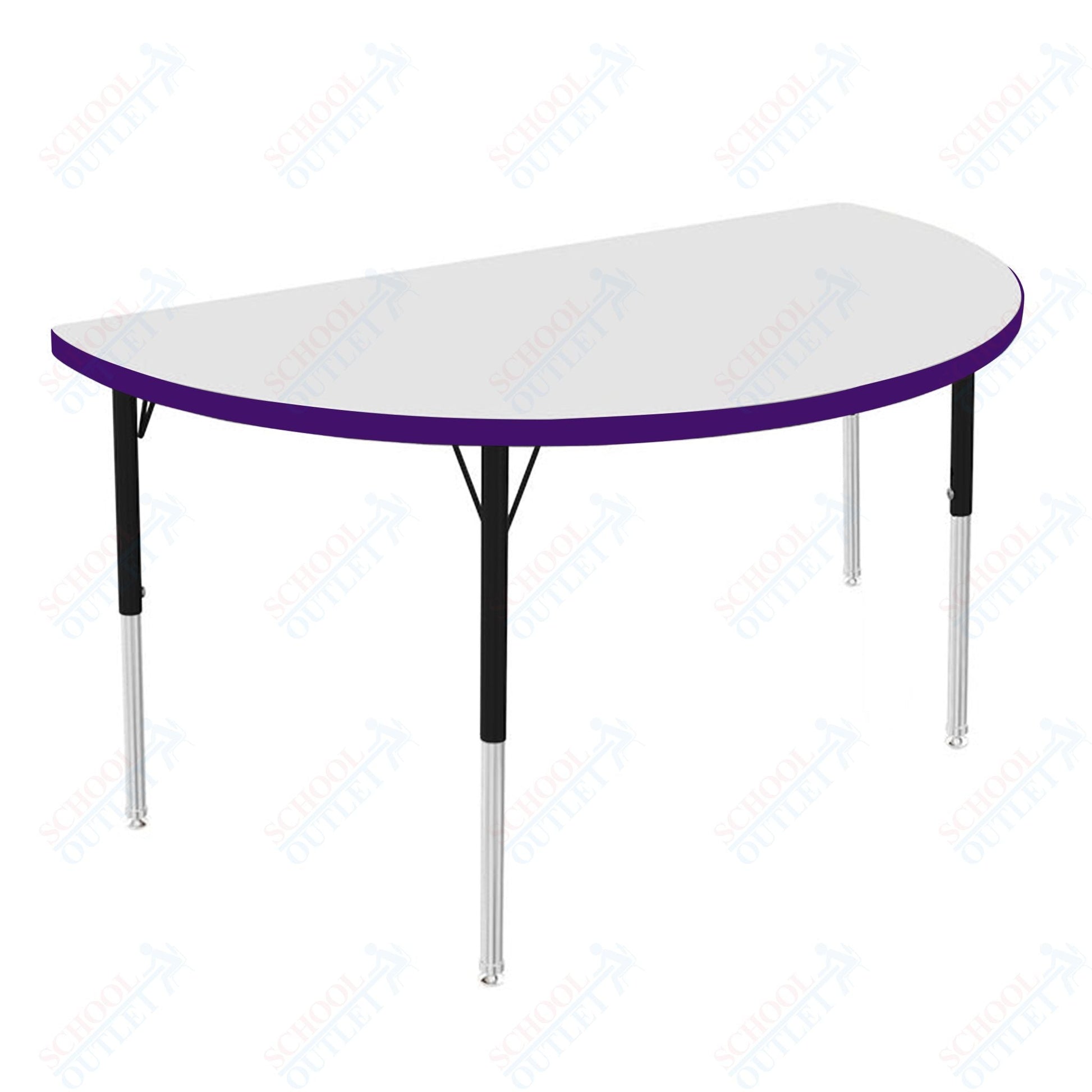 Marco MG2200 Series 48" Half Round Activity Table w/ Dry Erase Top Adj Height 21" - 30" (MG2277 - DB) - SchoolOutlet