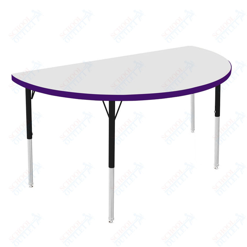Marco MG2200 Series 48" Half Round Activity Table w/ Dry Erase Top Adj Height 21" - 30" (MG2277 - DB) - SchoolOutlet