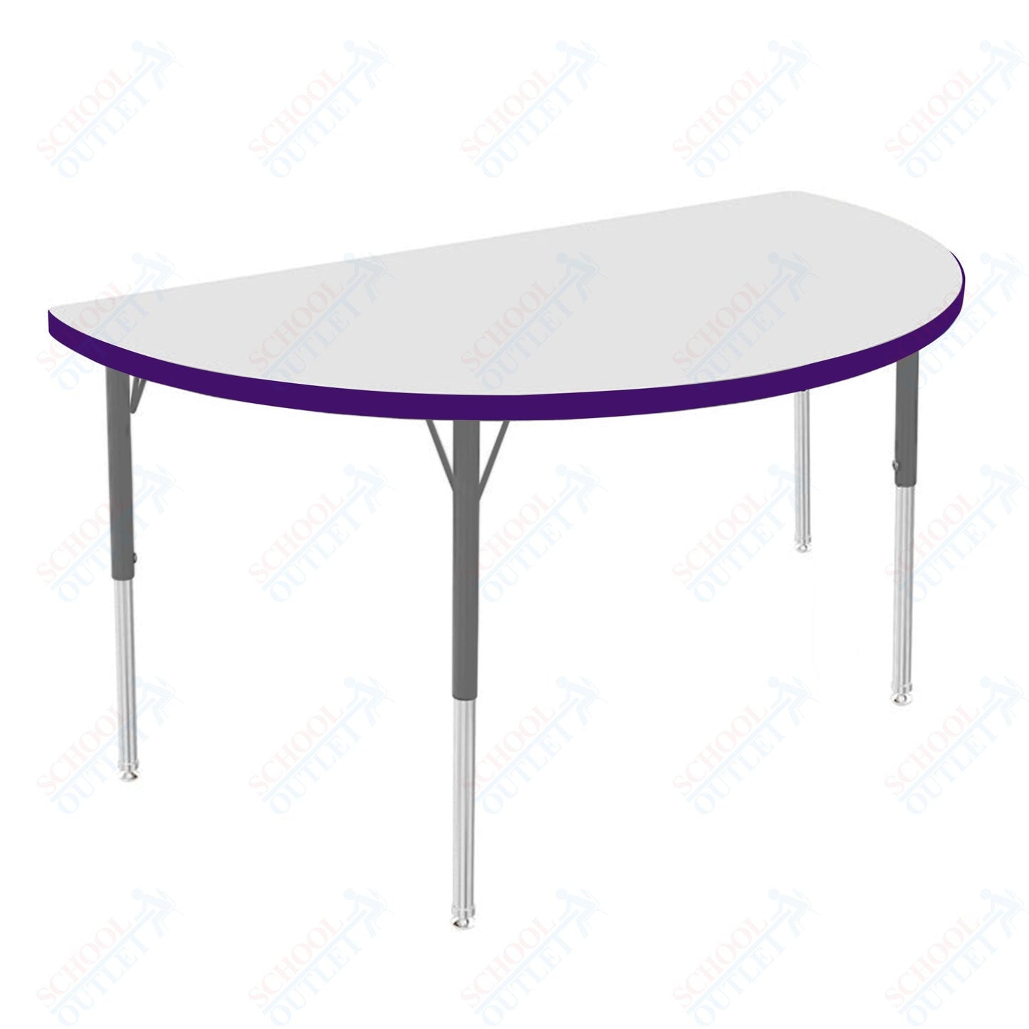 Marco MG2200 Series 48" Half Round Activity Table w/ Dry Erase Top Adj Height 21" - 30" (MG2277 - DB) - SchoolOutlet